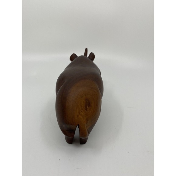 3 Wood Carved African Animals Primitive Unique Warthog Rhino Water Buffalo - Picture 7 of 12